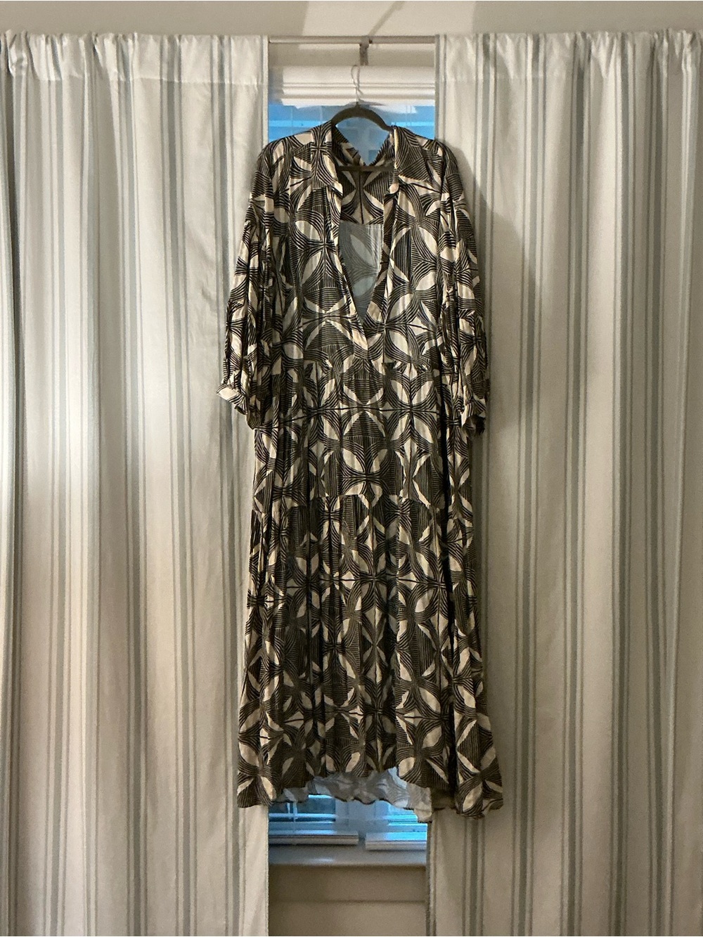 Anthropologie Carolita Geometric Maxi Dress in Black and Cream
